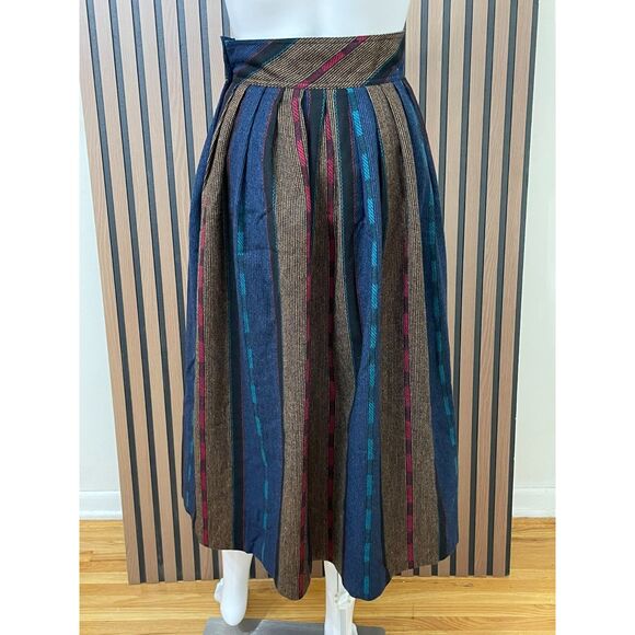 Diane Von Furstenberg Wool Blend Striped Pleated Midi Skirt Women’s 4 Portugal - Picture 2 of 7